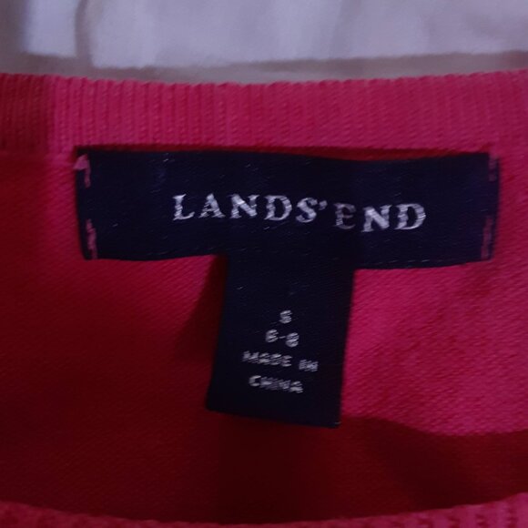 Lands End Coral Pink Crew Neck Short Sleeved comfort Y2K T-Shirt Small 6 - 8 - Picture 2 of 2